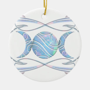 Triple Moon Opal Goddess Ceramic Ornament