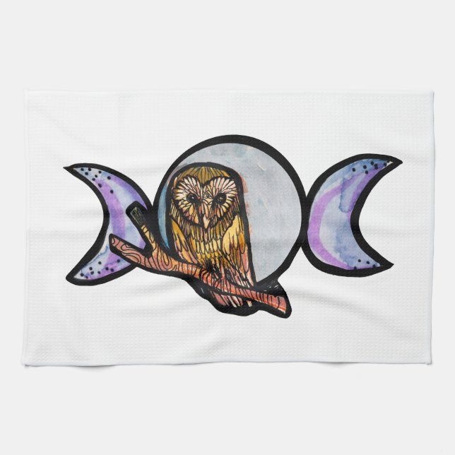 Triple Moon Owl                                    Kitchen Towel (Horizontal)