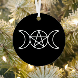 Triple Moon Pentacle Goddess Metal Ornament