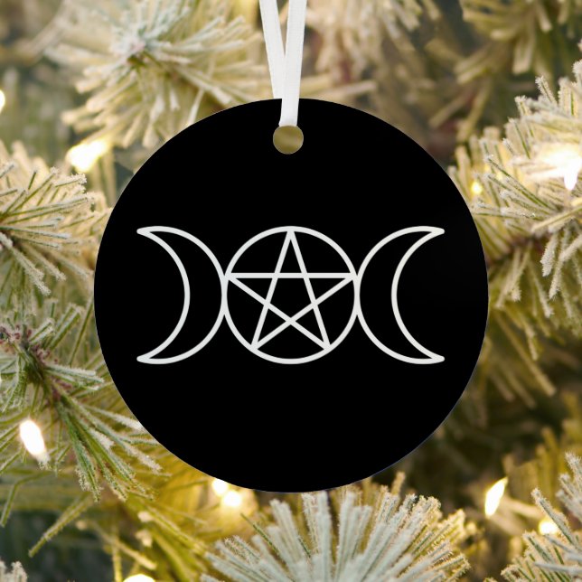 Triple Moon Pentacle Goddess Metal Ornament (Insitu)