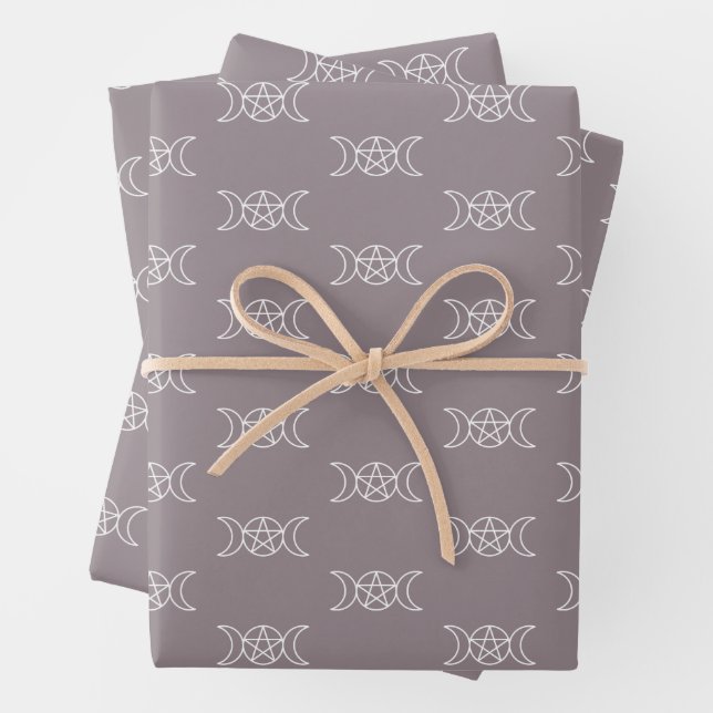 Triple Moon Pentacle Goddess Wrapping Paper Sheets (In situ)
