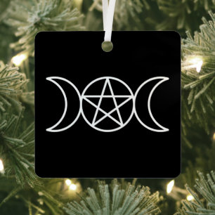 Triple Moon Pentacle Metal Ornament