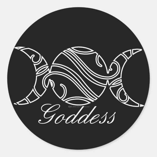 Triple Moon Scrollwork Classic Round Sticker (Front)