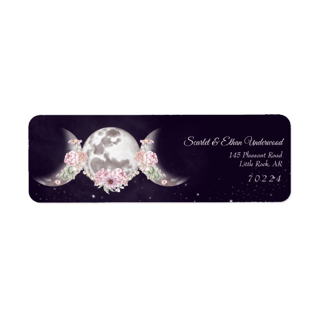 Triple Moon Starry Night Purple Return Address (Front)