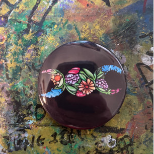 Triple Moon Symbol Bloom 2 Inch Round Button