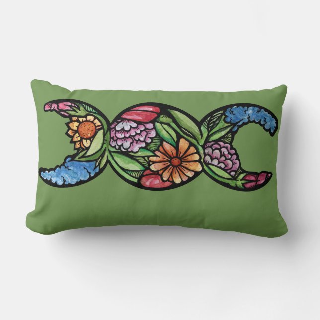 Triple Moon Symbol Bloom Lumbar Pillow (Front)