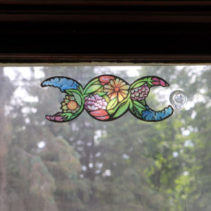 Triple Moon Symbol Garden Bloom Window Cling