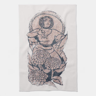 Triple Moon Symbol Goddess Mucha Feminist Art      Kitchen Towel