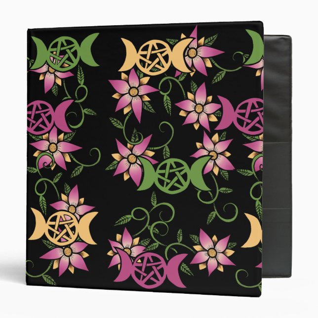 Triple moon Symbol Pagan Green Witch Binder (Front/Inside)