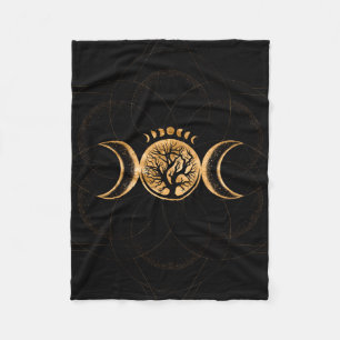 Triple Moon - Tree of life Ornament Fleece Blanket