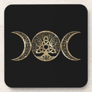 Triple Moon Tree of Life Triquetra Coaster