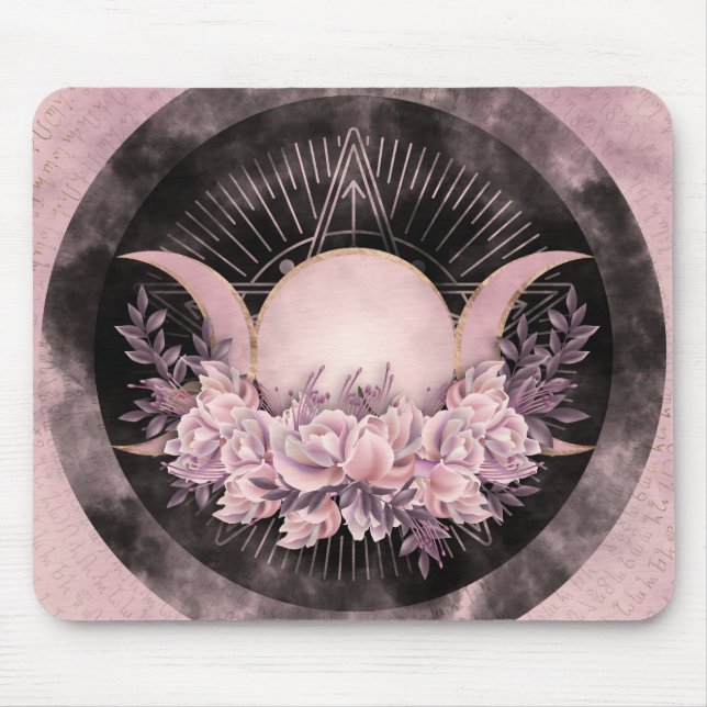 Triple Moon - Triple Goddess -Gentle Floral Mouse Pad (Front)