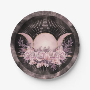 Triple Moon - Triple Goddess -Gentle Floral Paper Plate