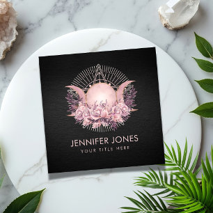 Triple Moon - Triple Goddess -Gentle Floral Square Business Card
