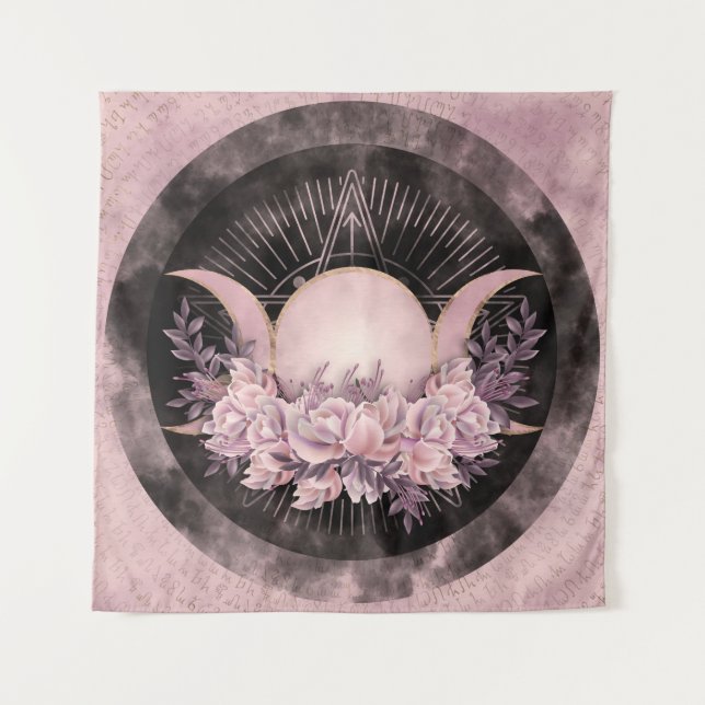 Triple Moon - Triple Goddess -Gentle Floral Tapestry (Front)