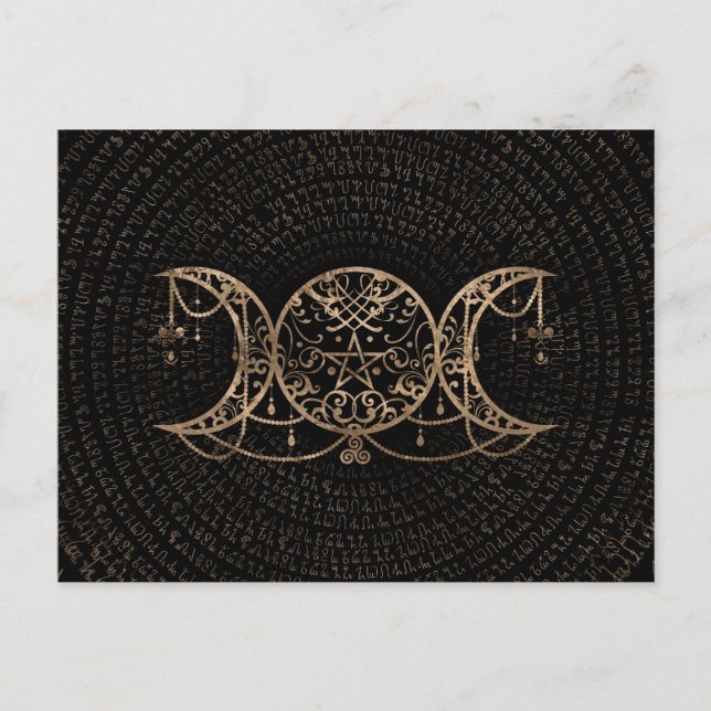 Triple Moon - Triple Goddess Gold and black Postcard (Front)