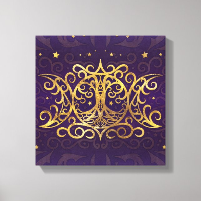 Triple Moon - Triple Goddess Gold and Purple Canvas Print (Front)