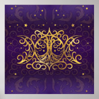 Triple Moon - Triple Goddess Gold and Purple