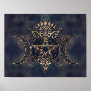 Triple Moon - Triple Goddess Gold and Purples Poster