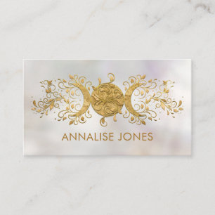 Triple Moon - Triple Goddess Golden Ornament  Busi Business Card