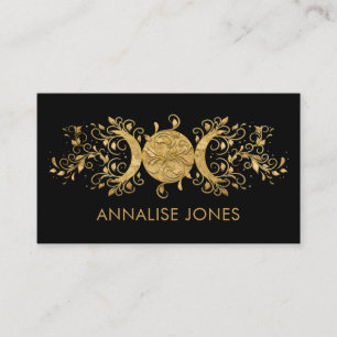 Triple Moon - Triple Goddess Golden Ornament  Business Card