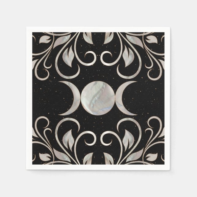 Triple Moon - Triple Goddess - Mother of Pearl Napkin (Front)