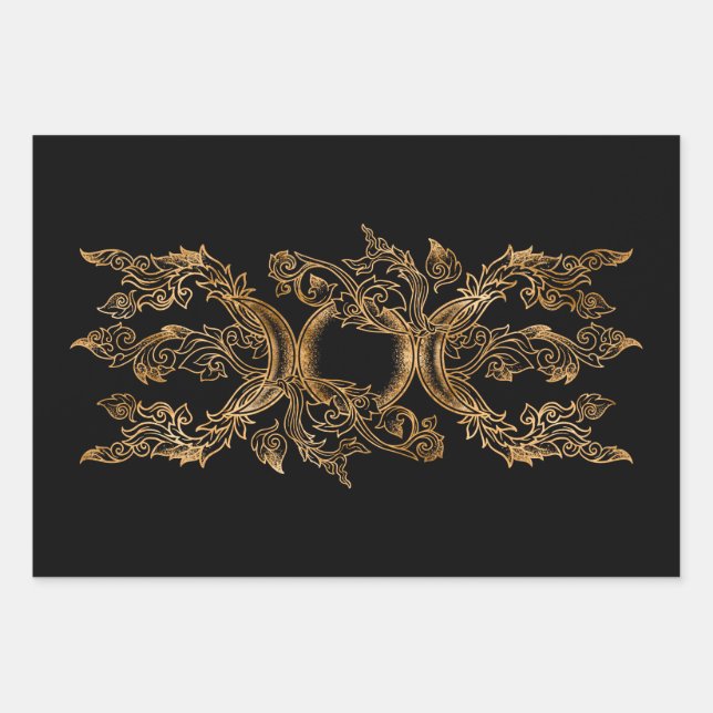 Triple Moon - Triple Goddess Ornament Wrapping Paper Sheet (Front)