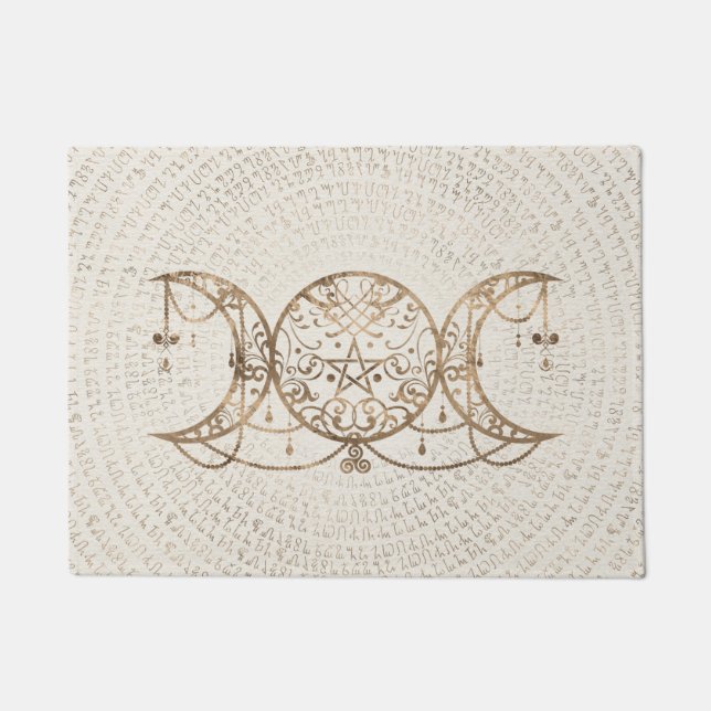 Triple Moon - Triple Goddess Pastel Gold Doormat (Front)