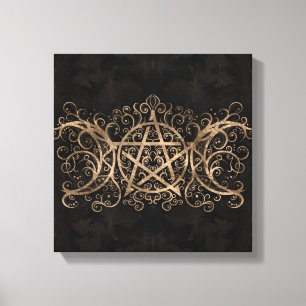 Triple Moon - Triple Goddess Pentagram Ornament Canvas Print