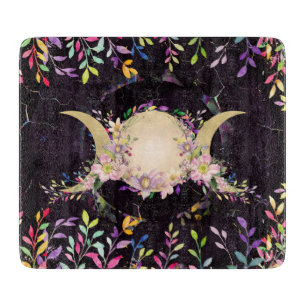 Triple Moon - Triple Goddess- Watercolor Cutting Board