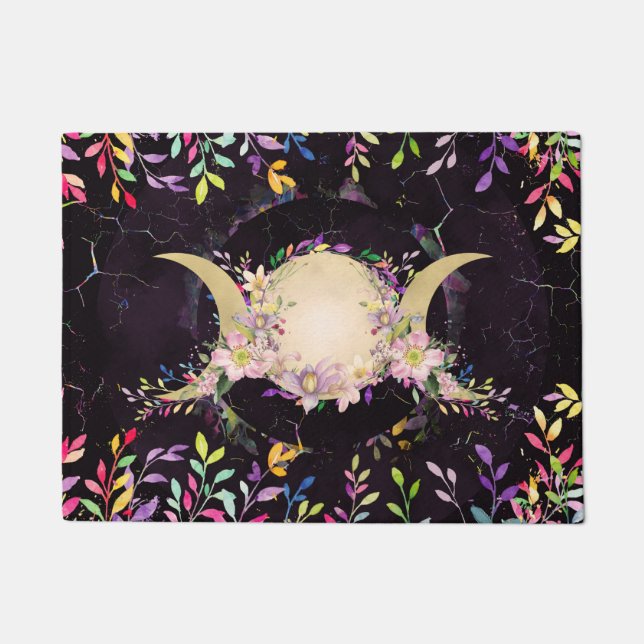 Triple Moon - Triple Goddess- Watercolor Doormat (Front)