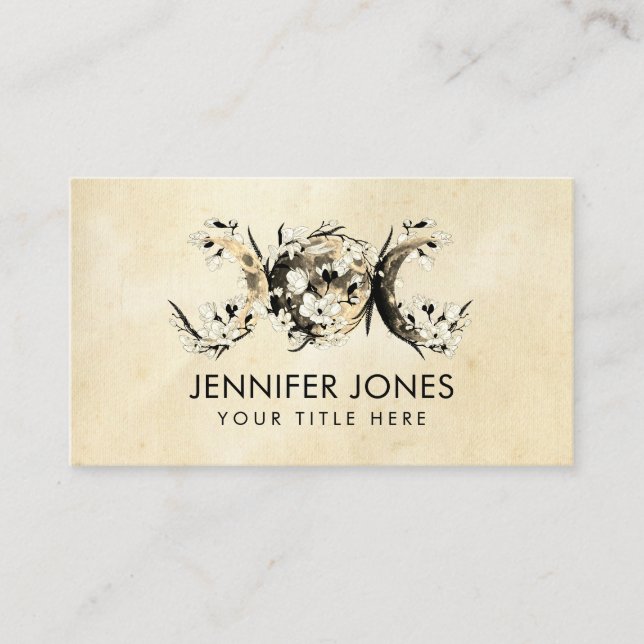 Triple Moon - White Blossom Business Card (Front)