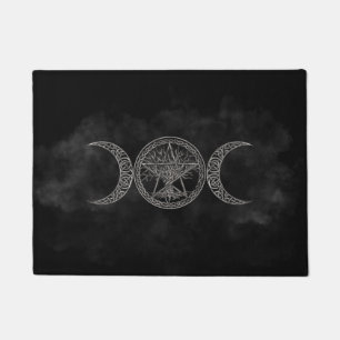 Triple Moon with pentagram and tree of life Doormat
