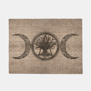 Triple Moon with pentagram and tree of life Doormat