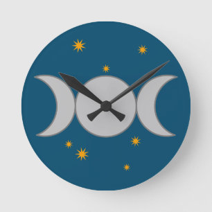 Triple Moon with Stars Clock