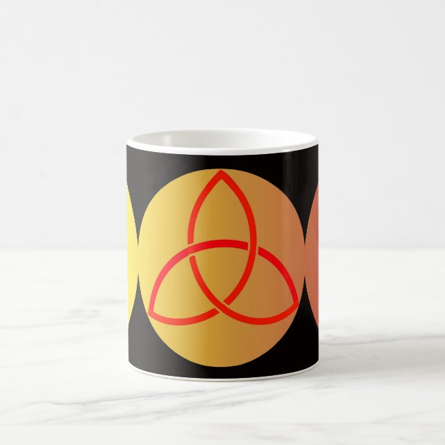 Triple moon with Triquetra on Black background Magic Mug (Center)
