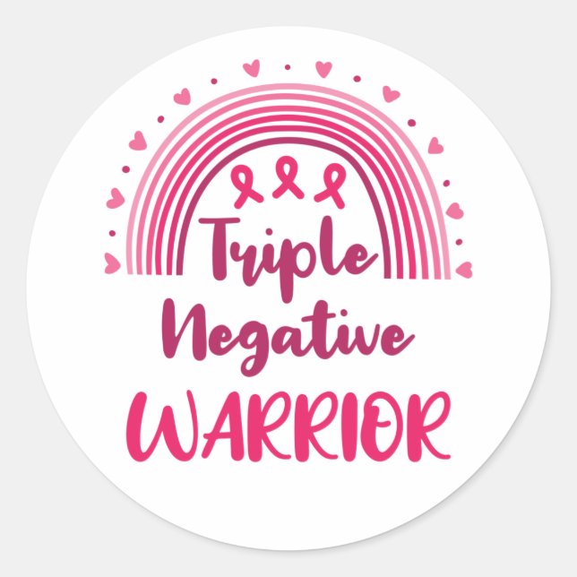 Triple Negative Warrior Breast Cancer Rainbow Classic Round Sticker (Front)