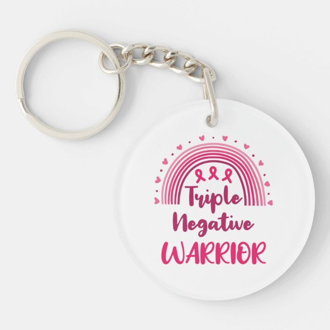 Triple Negative Warrior Breast Cancer Rainbow Keychain (Front)