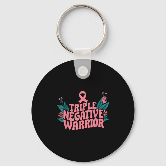 Triple Negative Warrior Nk Ribbon Breast Cancer  Keychain (Front)