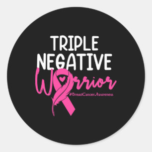 Triple Negative Warrior Pink Ribbon Breast Cancer Classic Round Sticker