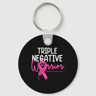 Triple Negative Warrior Pink Ribbon Breast Cancer Keychain