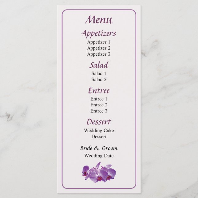 Triple Orchid Trio Menu (Front)