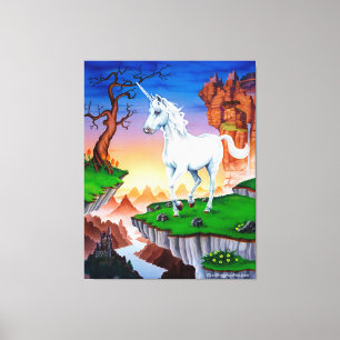 Triple panel stretched canvas fantasy Unicorn Print