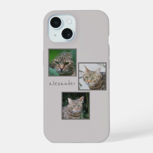 Triple Pet Portrait Phone Case with Custom Name