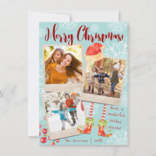 Triple Photo Fun Christmas Holiday   Personalized Card