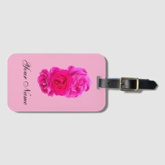 Triple Pink Roses  Luggage Tag