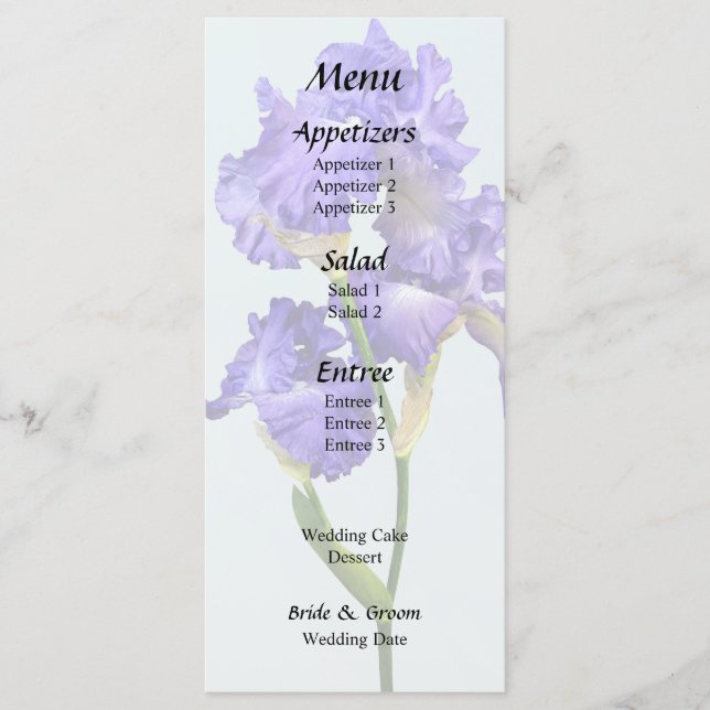 Triple Purple Iris Menu (Front)
