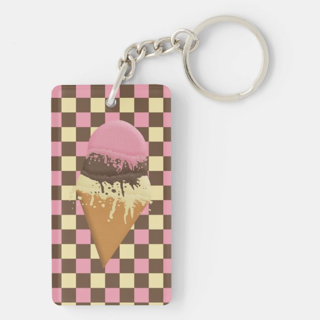 Triple-Scoop Crème Cone Porte - clé rectangulaire (Dos)