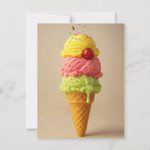 Triple Scoop Delft - Carte postale Ice Cream Cone