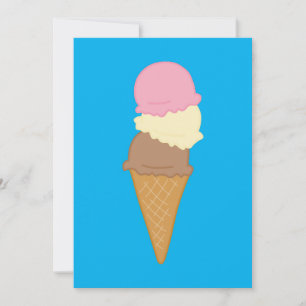 Triple Scoop Ice Cream Cone Invitation